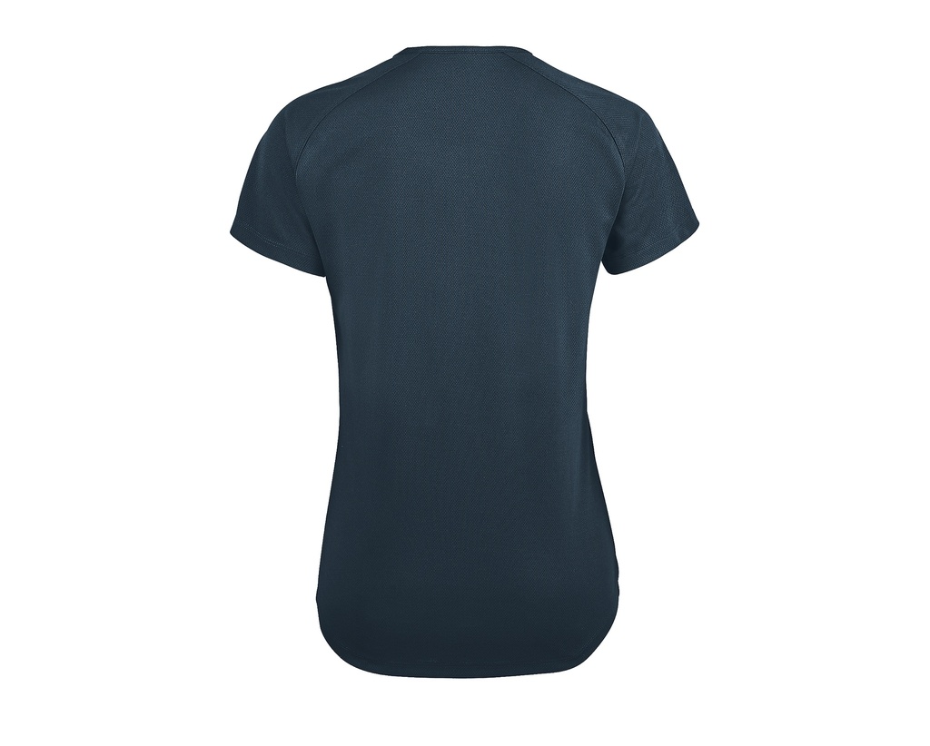 Damska koszulka sportowa z raglanowymi rękawami - Petroleum Blue