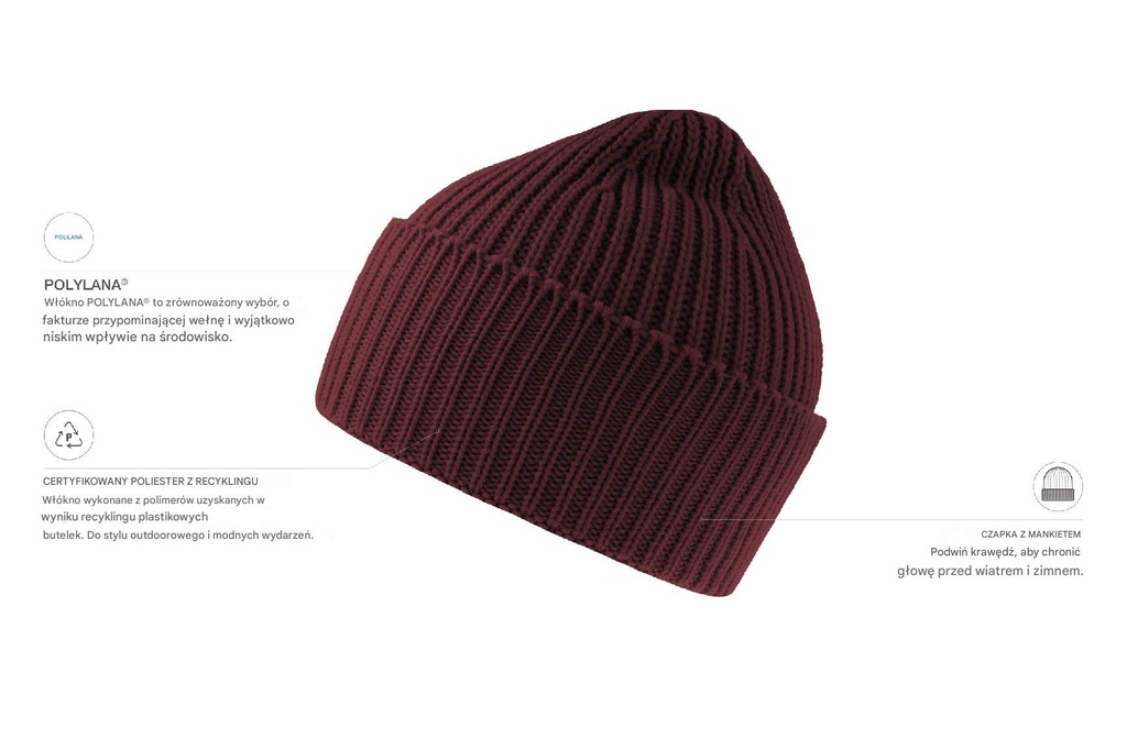 Czapka Oak - Burgundy Melange