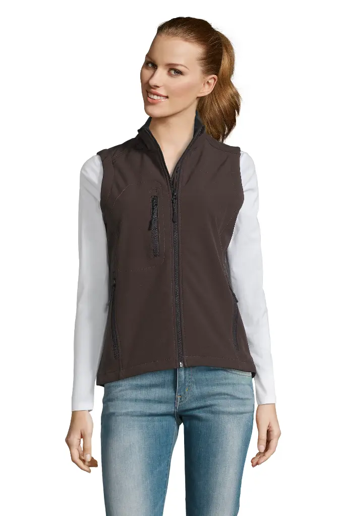 Damska bezrękawnik softshell wodoodporny - Dark Chocolate