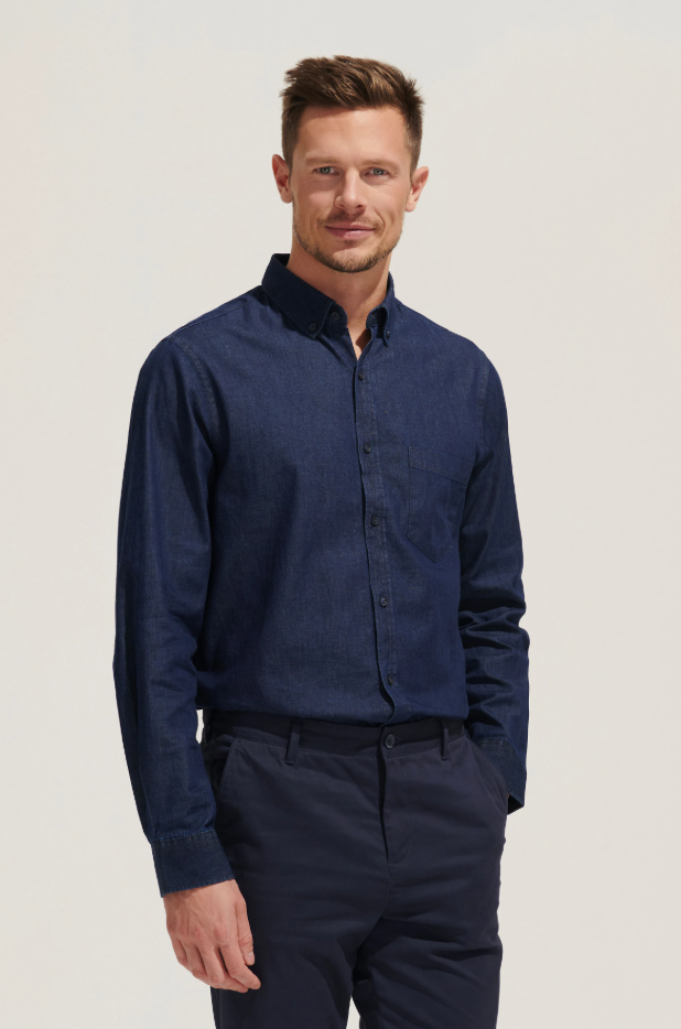 Męska koszula denimowa z długim rękawem - Denim Brut