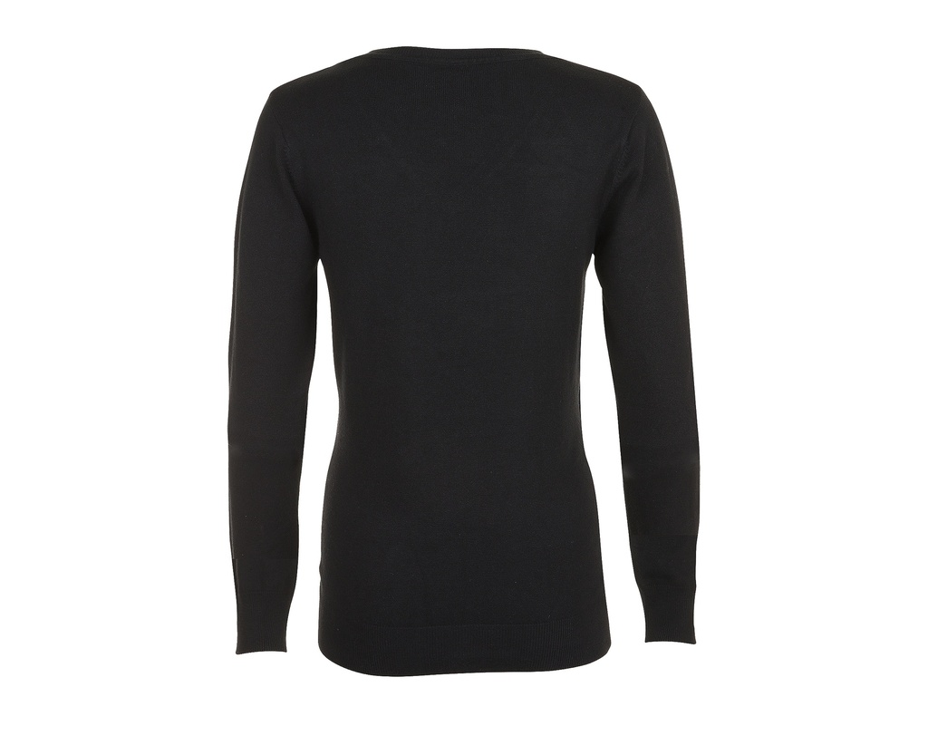 Damski sweter slim z dekoltem w serek - Black
