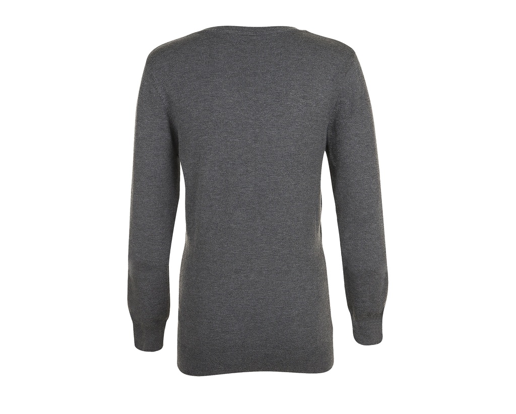 Damski sweter slim z dekoltem w serek - Charcoal Melange