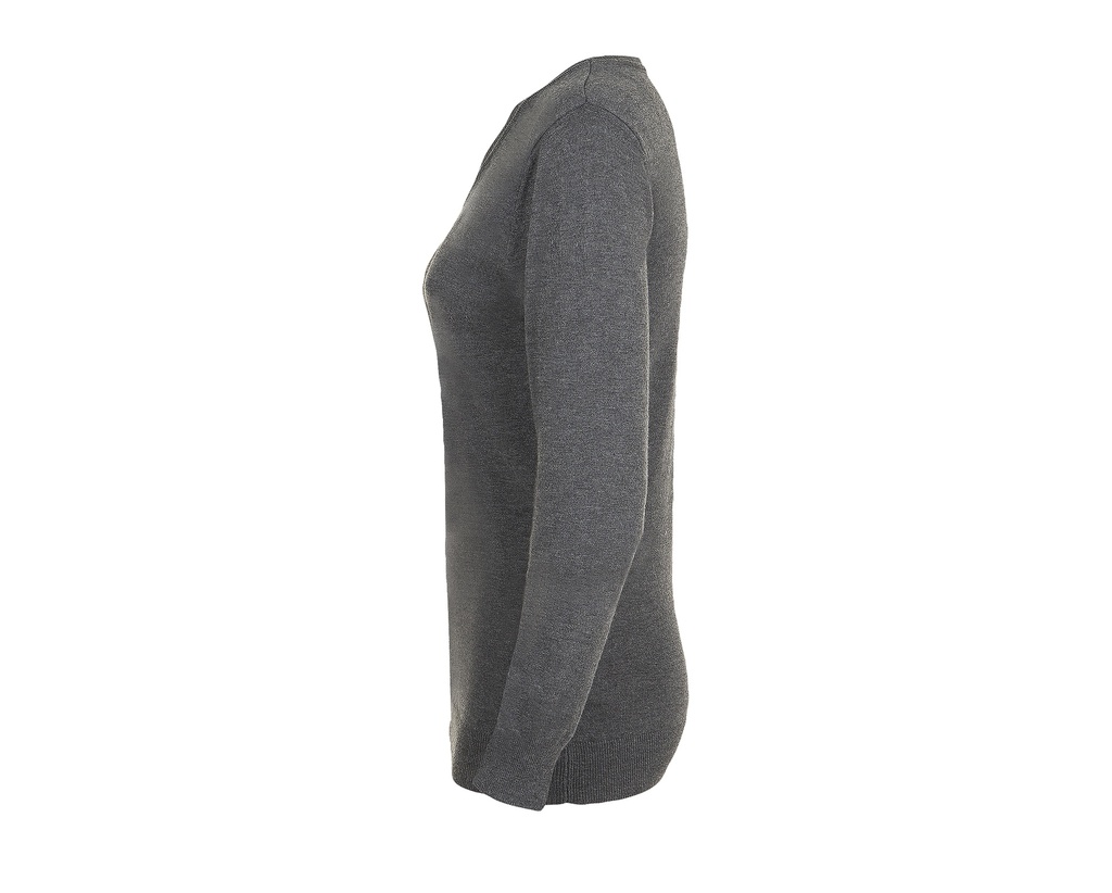 Damski sweter slim z dekoltem w serek - Charcoal Melange