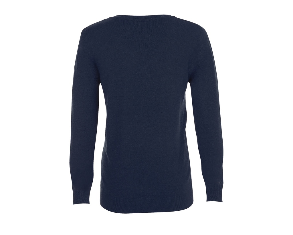 Damski sweter slim z dekoltem w serek - French Navy