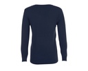 Damski sweter slim z dekoltem w serek - French Navy