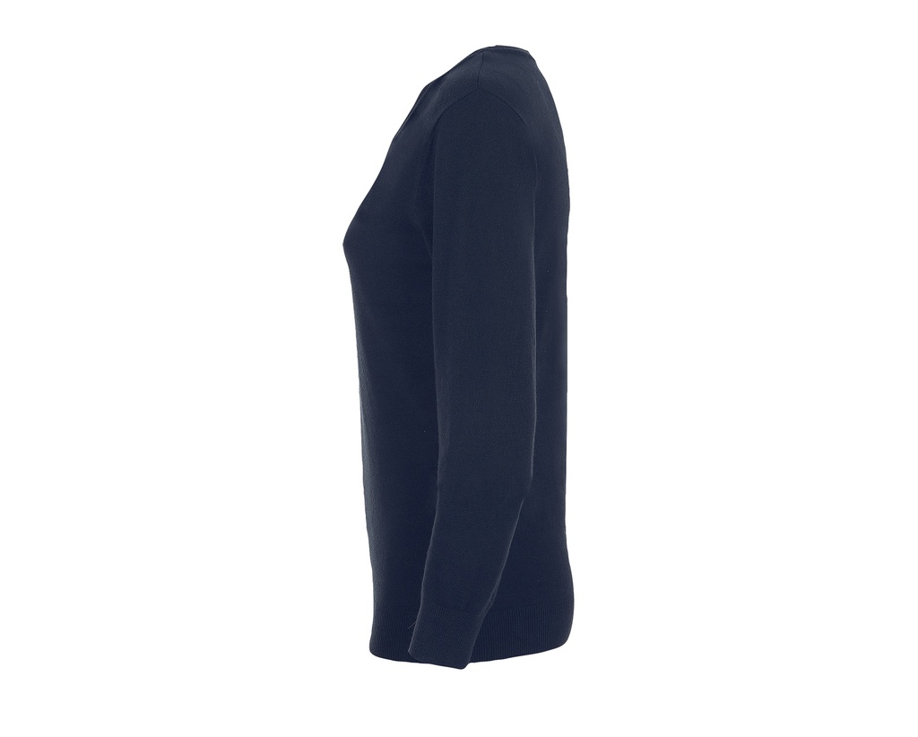 Damski sweter slim z dekoltem w serek - French Navy