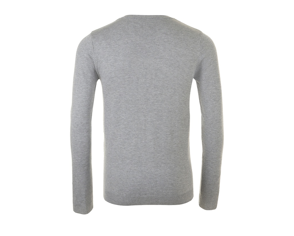 Sweter męski slim z dekoltem w serek - Grey Melange