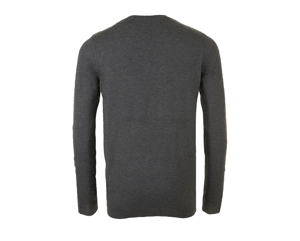 Sweter męski slim z dekoltem w serek - Charcoal Melange