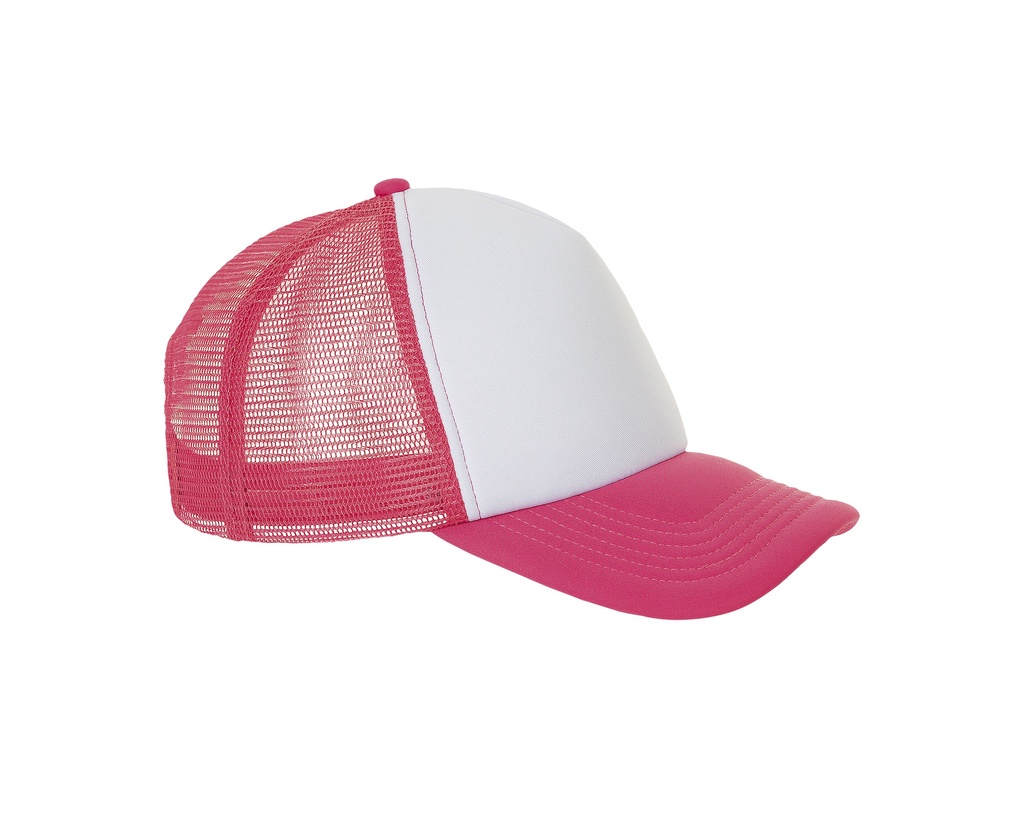 Czapka z piankowym panelem i siateczką - White & Neon Coral