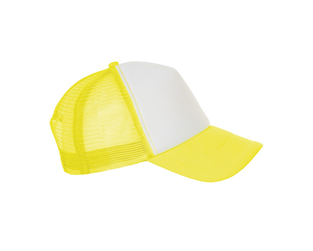 Czapka z piankowym panelem i siateczką - White & Neon Yellow