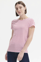 Damski T-shirt w paski z okrągłym dekoltem, krótki rękaw - White & Navy