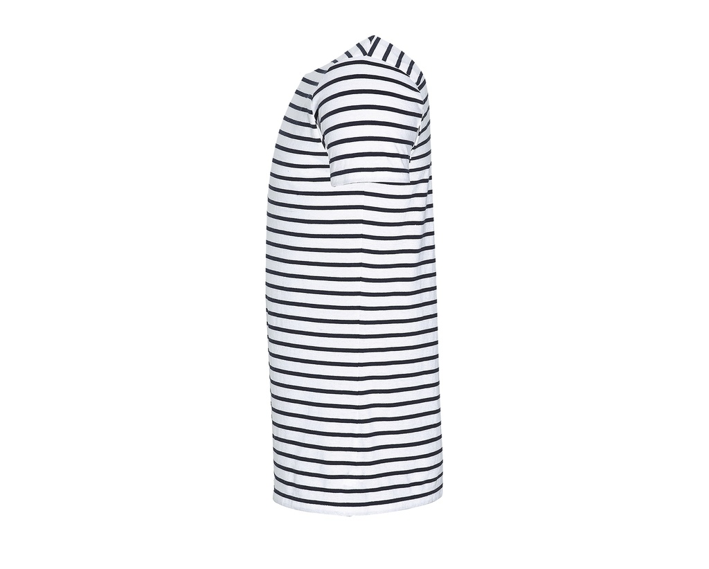 Męski T-shirt w paski z okrągłym dekoltem, krótki rękaw - White & Navy