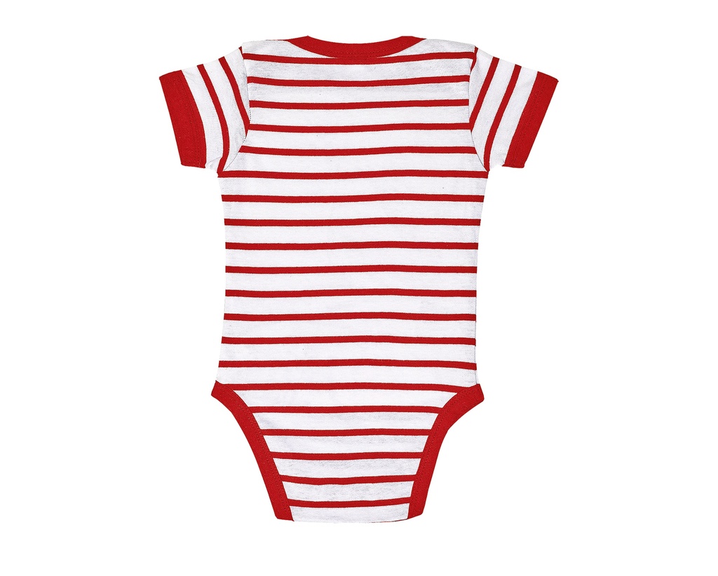 Body niemowlęce w paski z krótkim rękawem - White & Red