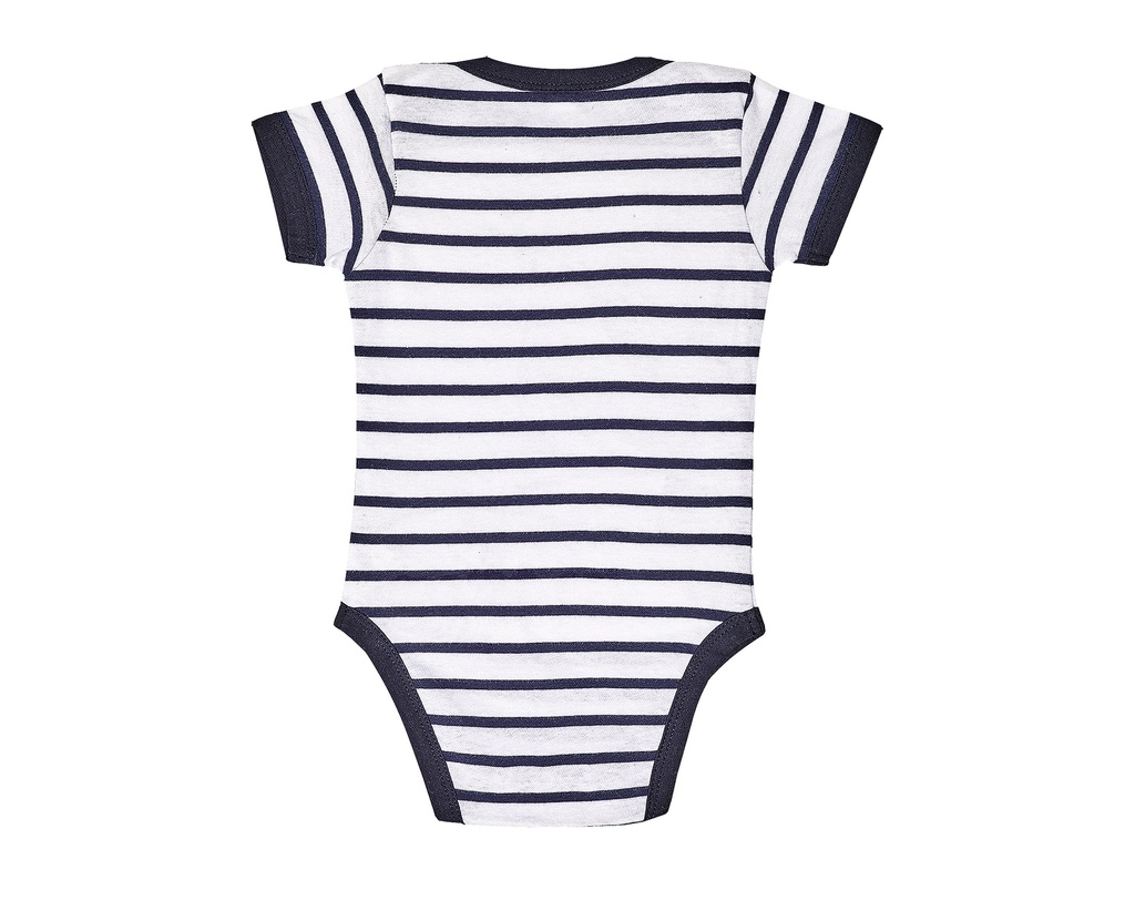 Body niemowlęce w paski z krótkim rękawem - White & Navy