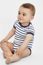 Body niemowlęce w paski z krótkim rękawem - White & Navy