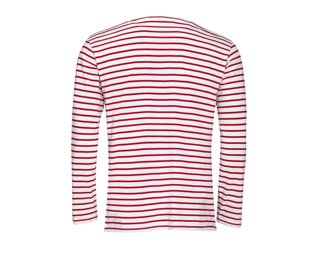 Męska Koszulka w Paski z Długim Rękawem - White & Red