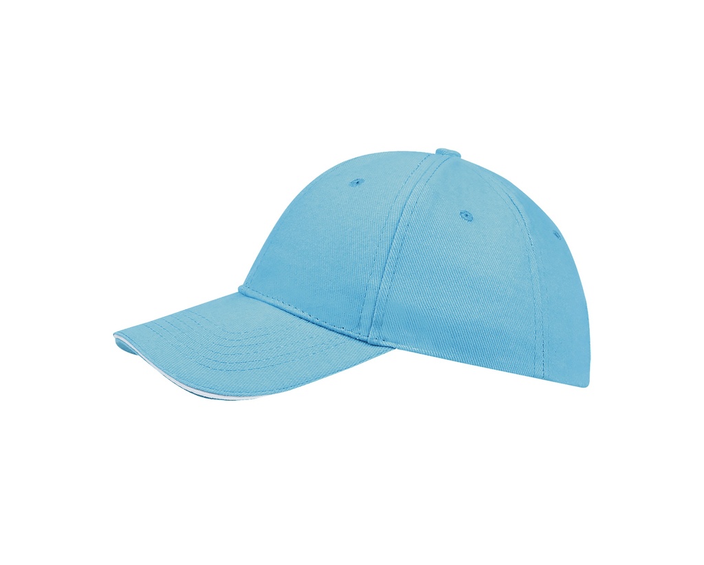 Czapka 6-panelowa z regulacją - Turquoise & White