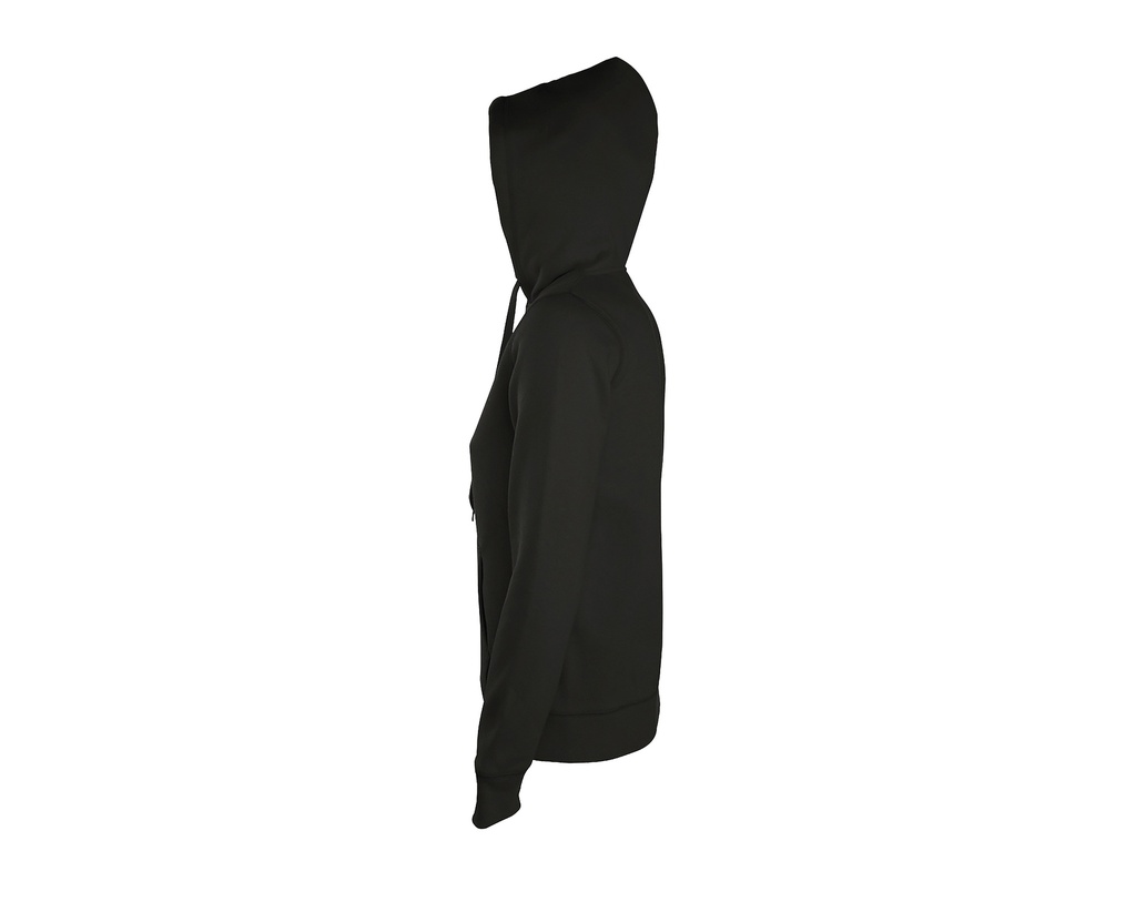 Damska bluza slim z kapturem na zamek - Black