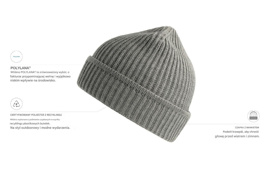 Czapka Maple - Light Grey Melange