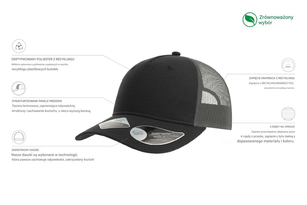 Czapka Zion - Black & Dark Grey