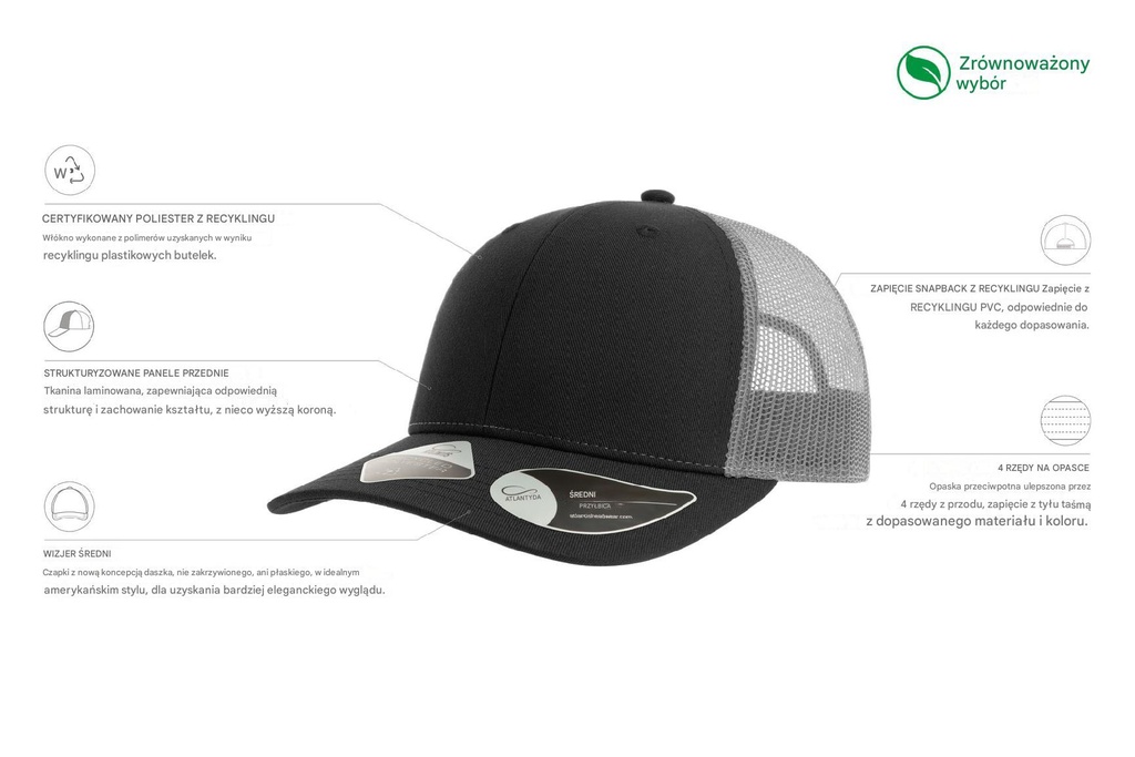 Czapka Bryce - Black & Dark Grey