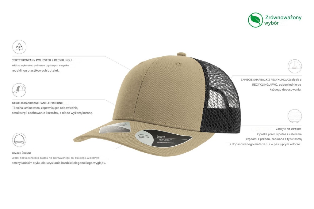 Czapka Bryce - Khaki & Black