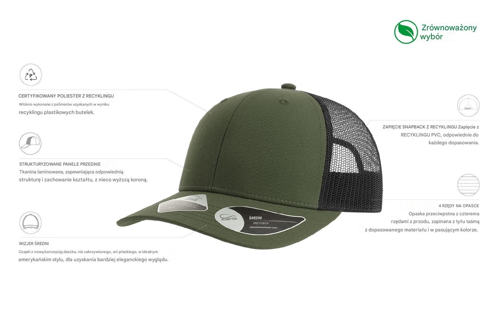 Czapka Bryce - Olive & Black