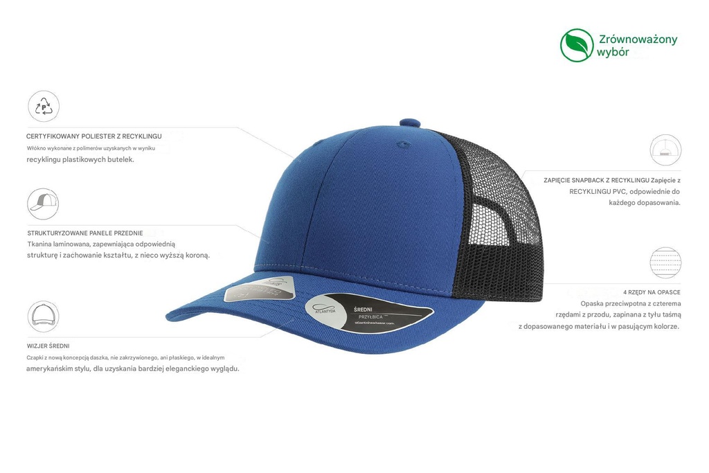 Czapka Bryce - Royal & Black