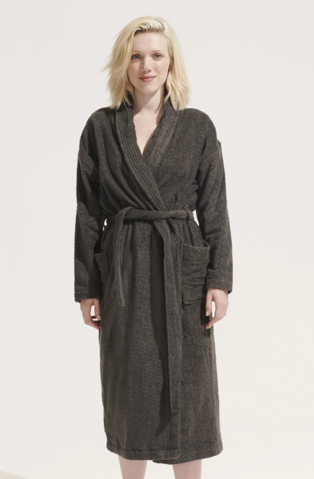 Szlafrok unisex z paskiem - Dark Grey (Solid)