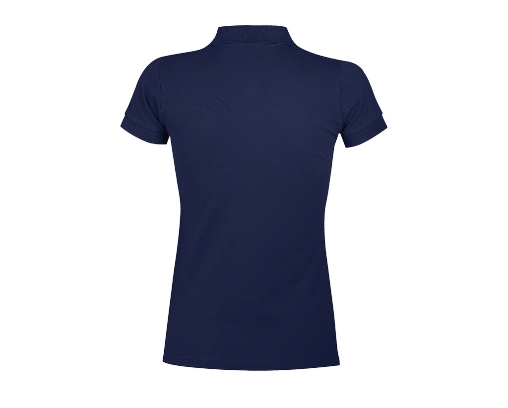 Damska Koszulka Polo Slim z Krótkim Rękawem - French Navy & Grey (Solid)