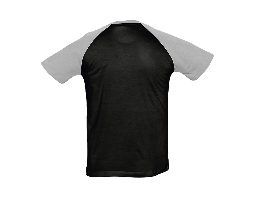 T-Shirt Klasyczny Raglanowy Krótki Rękaw - Black & Grey Melange