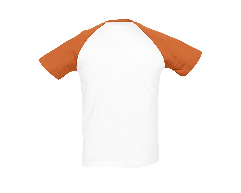 T-Shirt Klasyczny Raglanowy Krótki Rękaw - White & Orange