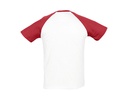 T-Shirt Klasyczny Raglanowy Krótki Rękaw - White & Red
