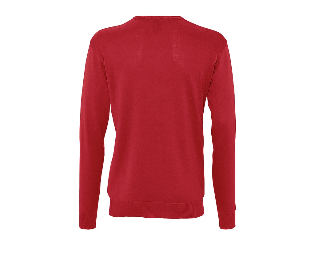 Męski sweter z dekoltem V, klasyczny - Red