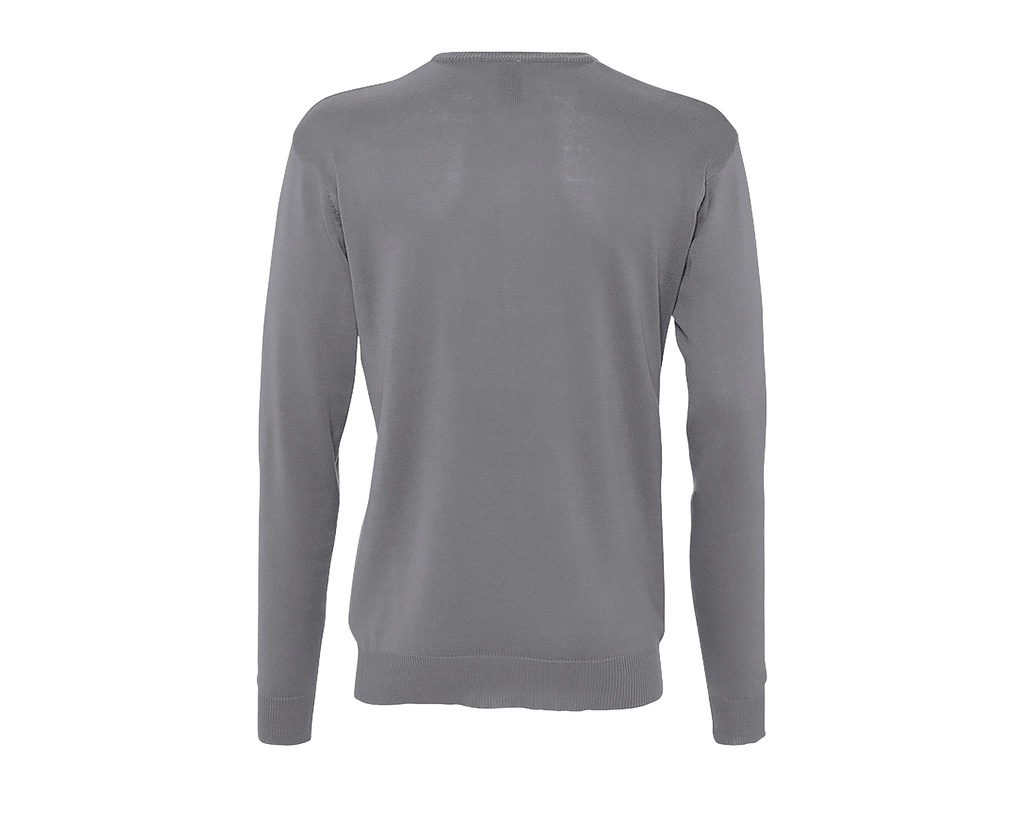 Męski sweter z dekoltem V, klasyczny - Medium Grey (Solid)