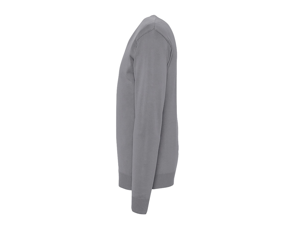 Męski sweter z dekoltem V, klasyczny - Medium Grey (Solid)