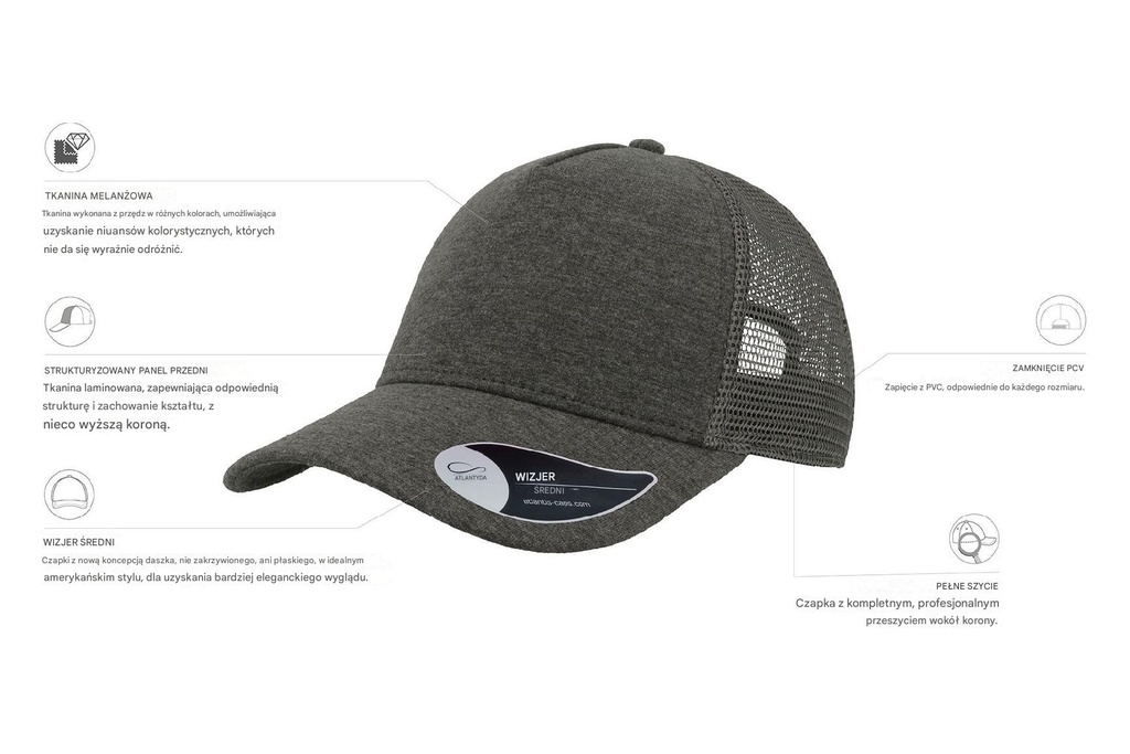 Czapka Rapper Jersey - Dark Grey