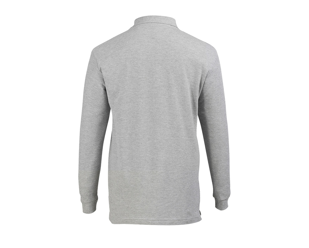 Polo męskie z długim rękawem - Grey Melange