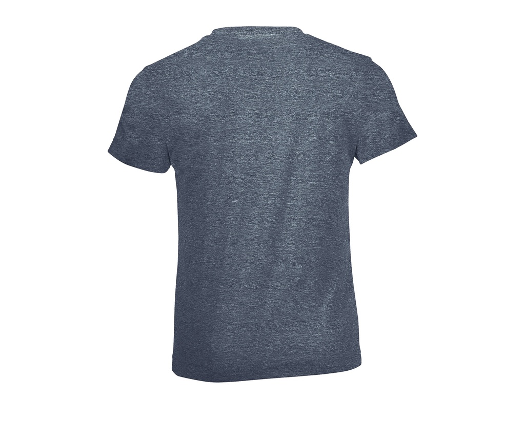 T-shirt dziecięcy z okrągłym dekoltem, klasyczny krój, krótki rękaw - Heather Denim