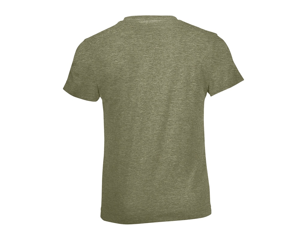 T-shirt dziecięcy z okrągłym dekoltem, klasyczny krój, krótki rękaw - Heather Khaki