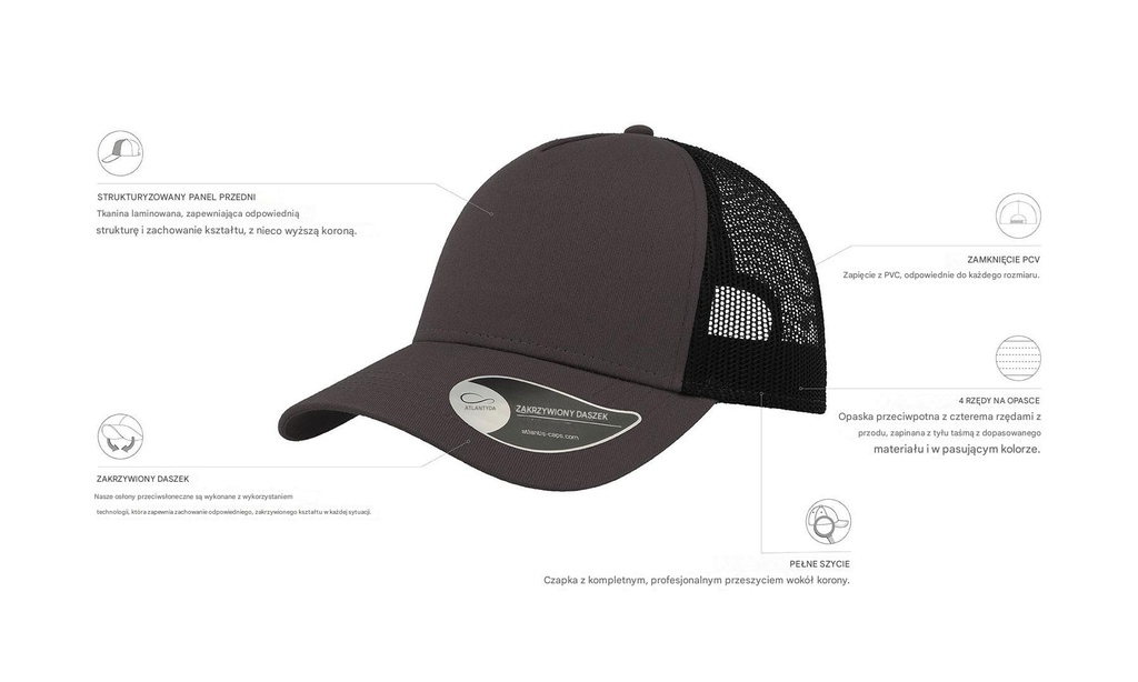 Czapka Rapper Cotton - Dark Grey & Black