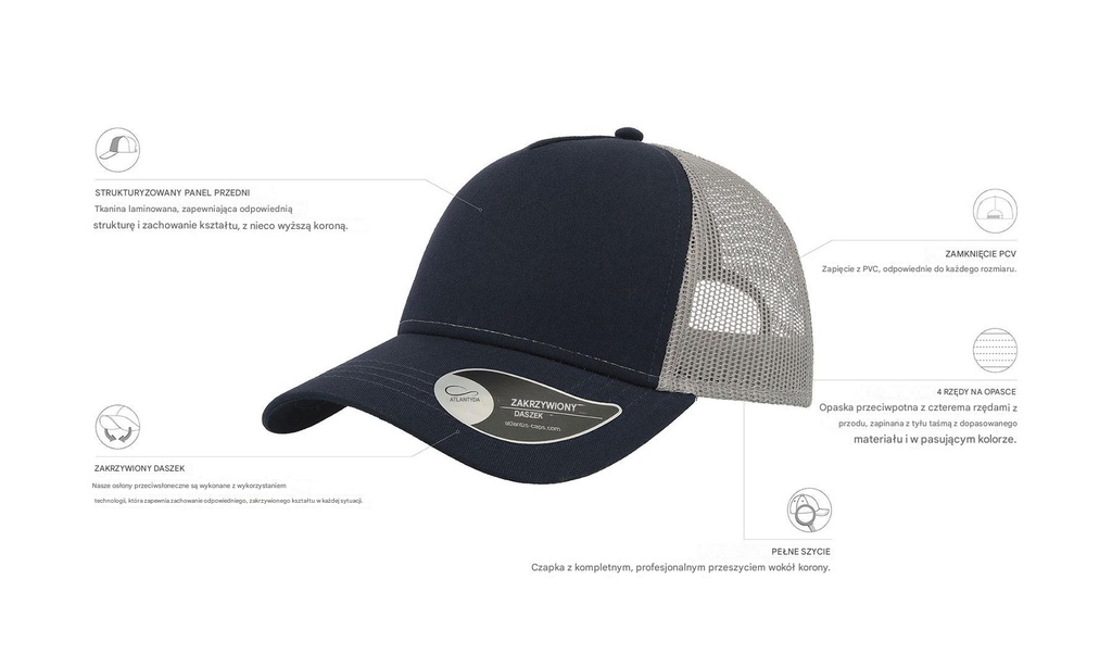 Czapka Rapper Cotton - Navy & Grey