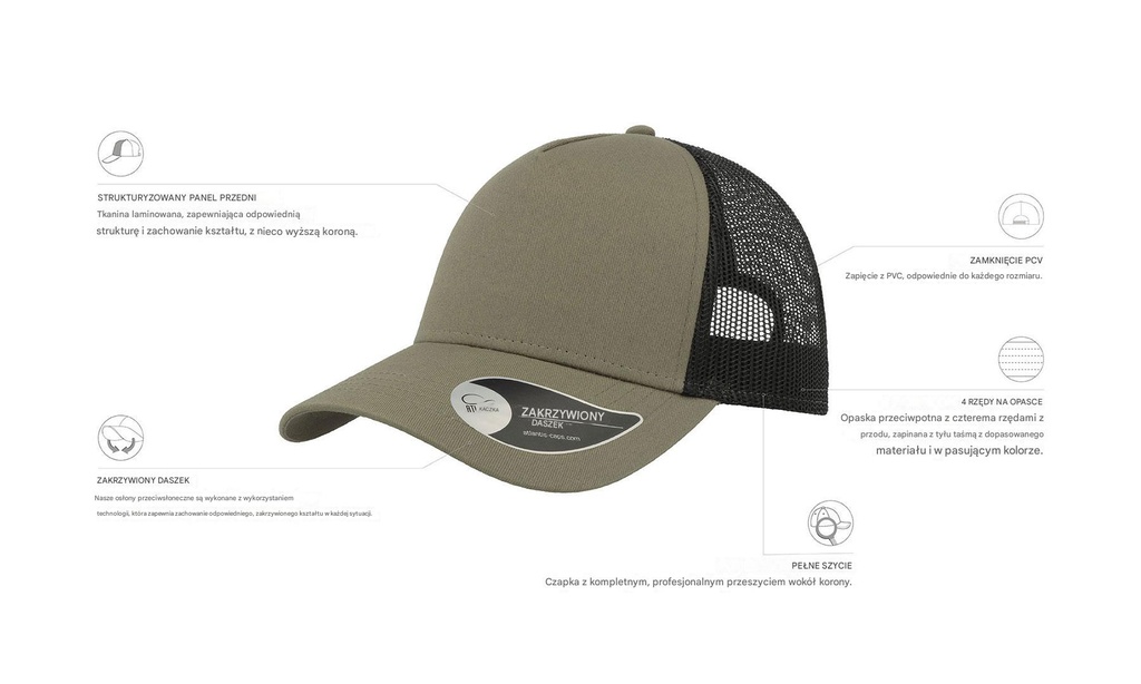 Czapka Rapper Cotton - Olive & Black