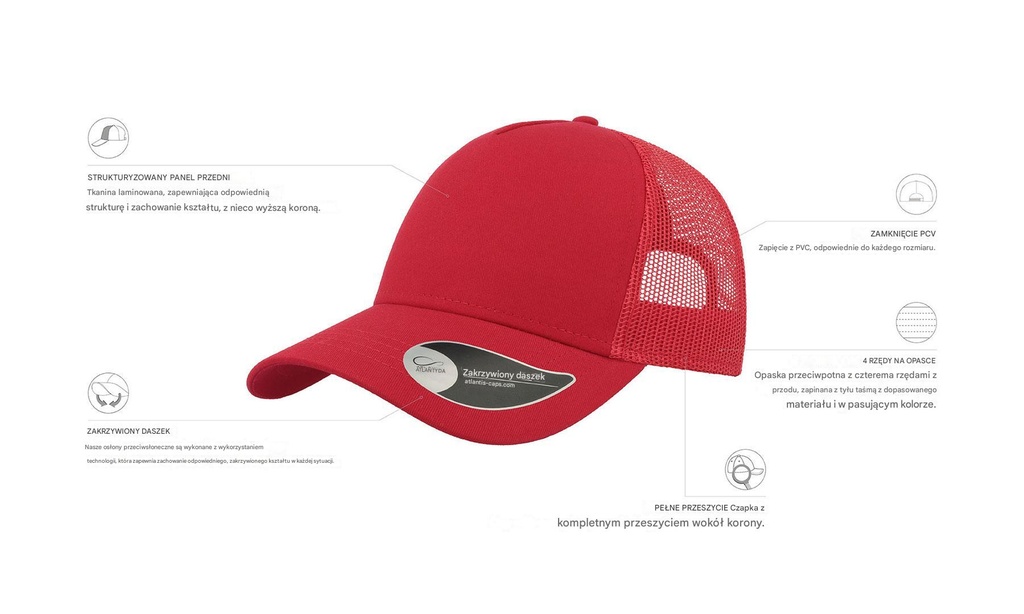 Czapka Rapper Cotton - Red