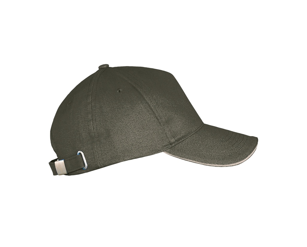 Czapka pięciopanelowa z regulacją - Army & Beige