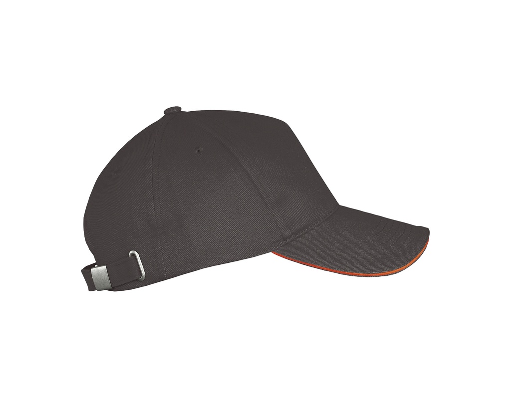 Czapka pięciopanelowa z regulacją - Dark Grey (Solid) & Orange