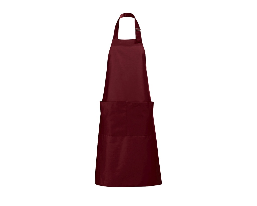 Fartuch Długi z Regulowanym Paskiem i Kieszenią - Burgundy