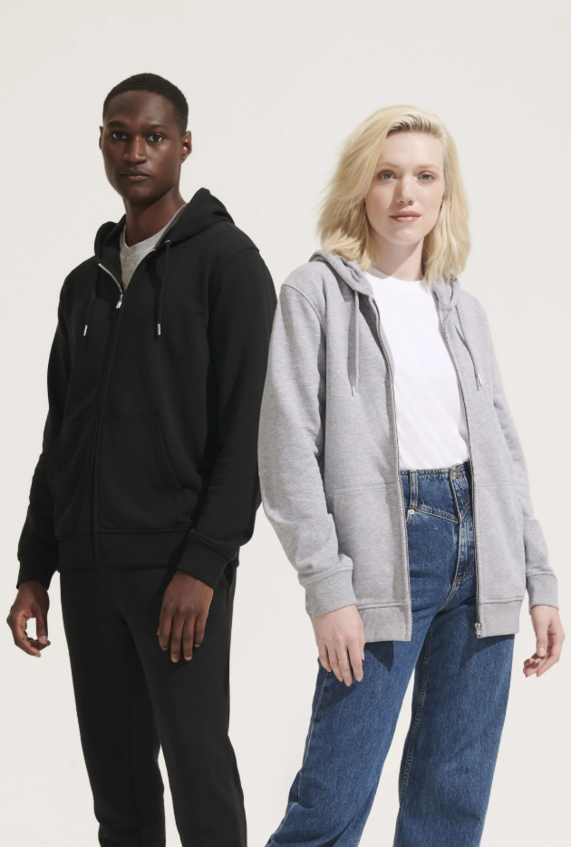 Bluza Unisex z Kapturem na Zamek - White