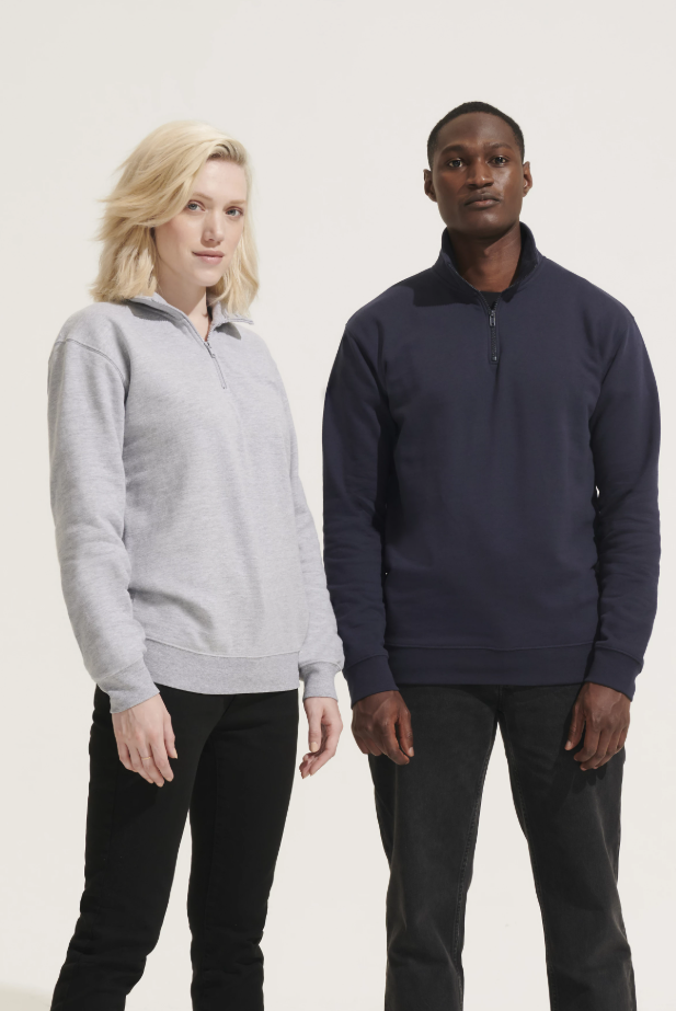 Bluza unisex z zamkiem 1/4 i wysokim kołnierzem - Bright Red