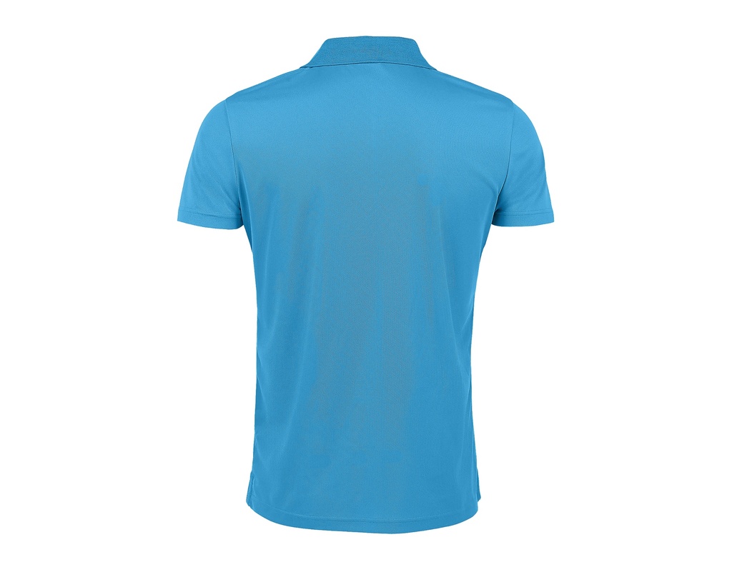 Męska Koszulka Polo Sportowa z Kontrastowym Wykończeniem - Aqua